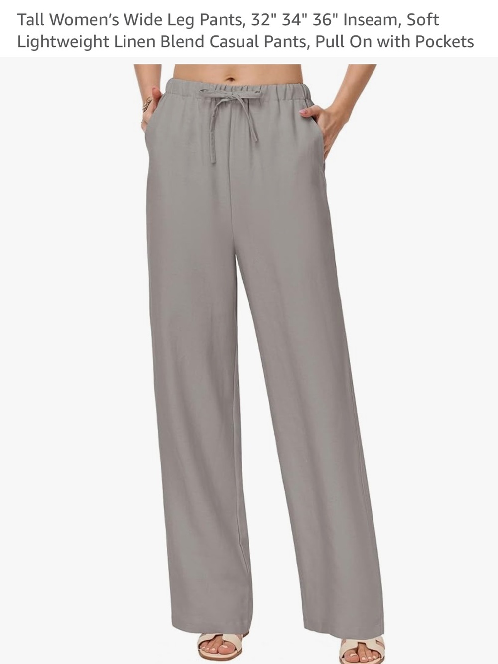 Wide Leg Pull-On Linen Blend Pants for Women -XXL 32”